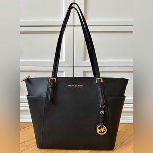 Michael Kors Charlotte Leather Tote Bag Black